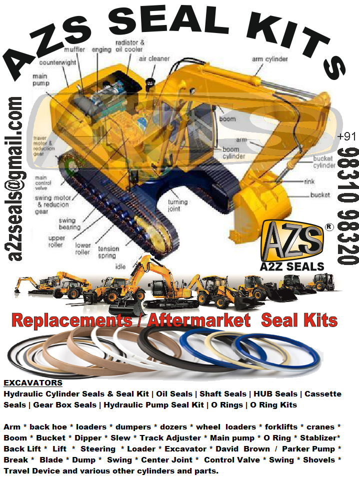 EXCAVATOR MAIN PARTS - Seal Kit, Oil Seals, O Ring Kits A2z Seals